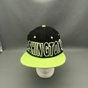 Washington DC City Hunter Headwear Snapback Cap Hat Black with Lime Green
